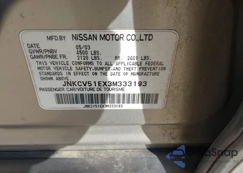 2003 Infiniti G35 Base W/6 Speed Manual z USA, uszkodzony, nr VIN JNKCV51EX3M333193